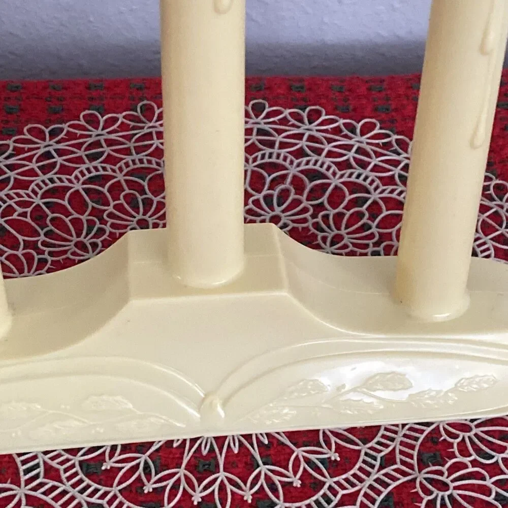 Vintage Electric 3 Light Christmas Window Tiered Candle Candelabra Wax Drip